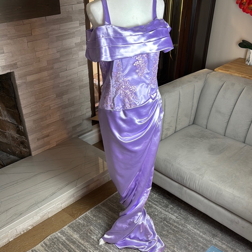 Elegant Lavender Satin Gown
